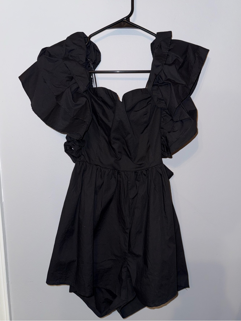 NWT Idem Ditto Boutique Black Ruffle Romper Size Small